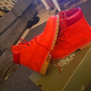Nubuck Red timberland boots